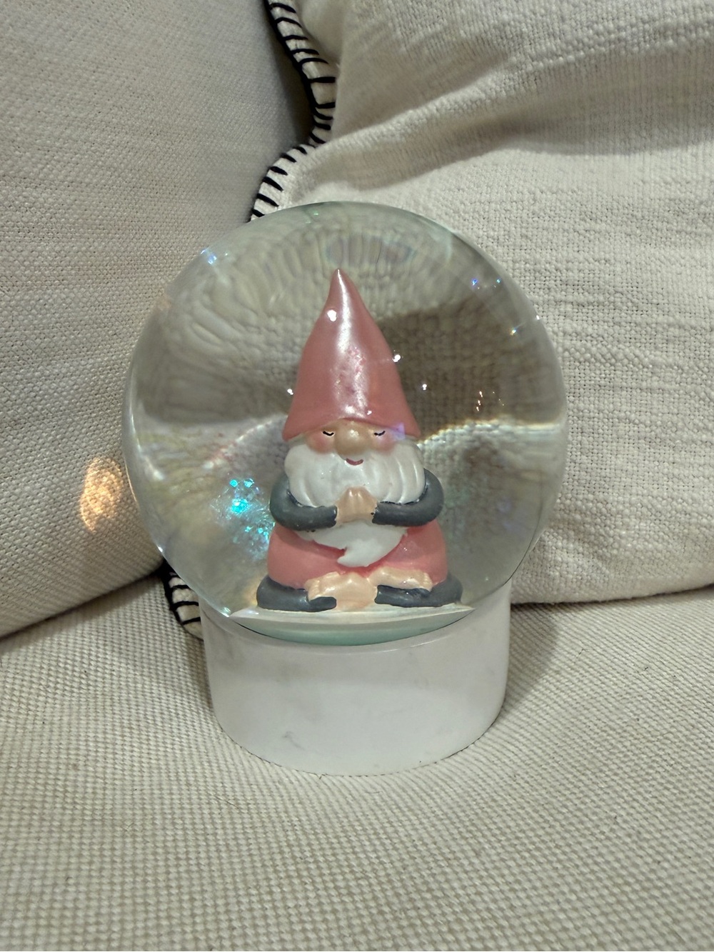 Pink Gnome Snow Globe Decorative Figurine